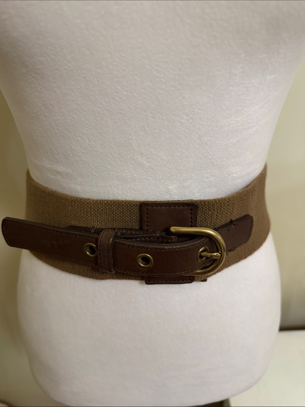J Crew Classic Brown Stretch Waist Belt with Brass Buckle